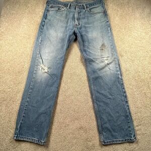 Vintage Levi's 505 Jeans Mens 34x30 Blue Denim Stretch Logo Straight Leg Casual